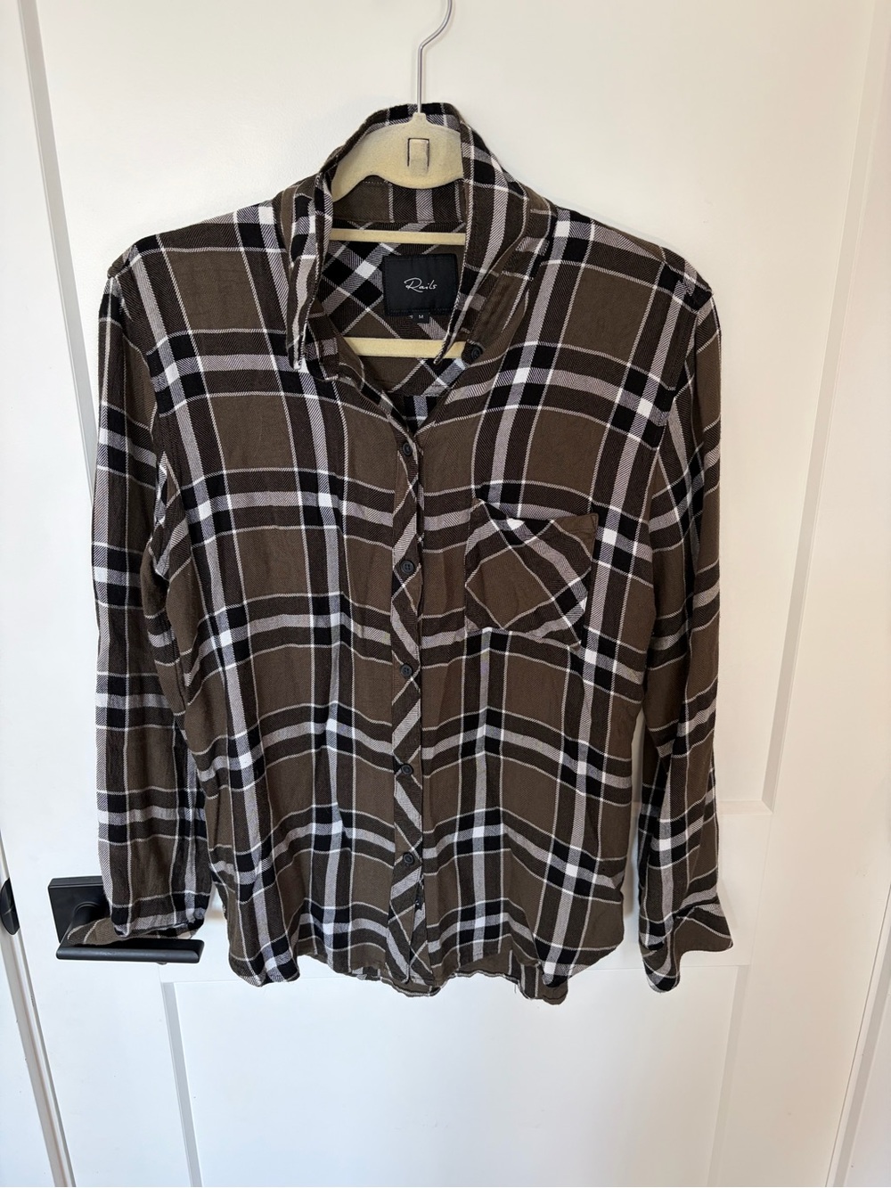Rails Olive/Khaki Plaid Button-Up Shirt